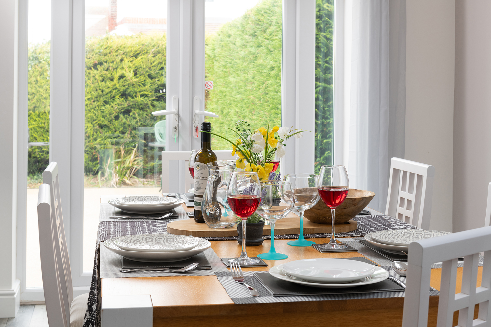 Dining table prepared for a relaxed meal at Stuart House